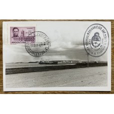 RIO GRANDE TIERRA DEL FUEGO ANTIGUA TARJETA POSTAL CON MATASELLO FIGRORIFICO CAP